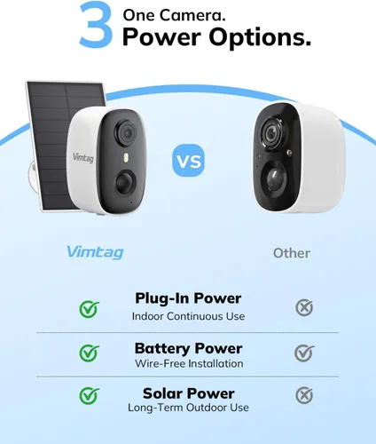 Vista 2 de VIMTAG 2K Solar Security Cameras Wireless Outdoor, Home Security, 5000mAh