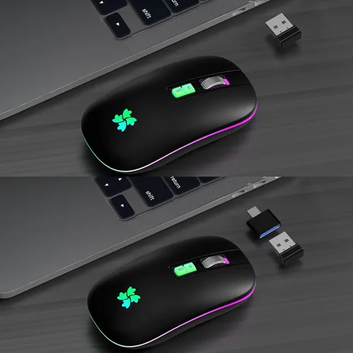 Vista 4 de besky Ratón recargable inalámbrico, mouse portátil silencioso para A-Negro