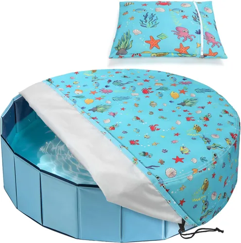 Vista 10 de Rypet Cubierta plegable redonda para piscina de mascotas de 71 pulgadas, fundas de piscina para niños, a prueba de fugas, lavables, accesorios