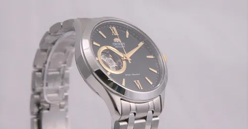 Vista 6 de Orient abierto corazón automático esfera negra reloj de los hombres FAG03002B0