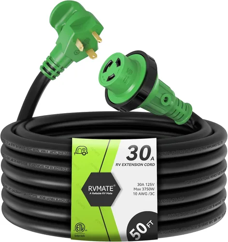 Vista 7 de Cable de extensión de alimentación con cerradura para autocaravana de 30 amperios y 10 pies TT-30P a L5-30R, mango fácil de enchufar, indicador