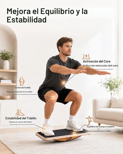 Vista 3 de StrongTek Wooden Balance Board, Basic Rocker or Advanced 360° Wobble Rotación extra grande avanzada de 360°