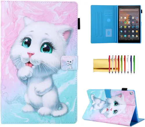 Vista 12 de Funda tipo cartera para tableta Amazon Fire HD 10 (5ª generación/7ª generación/9ª generación), soporte plegable delgado