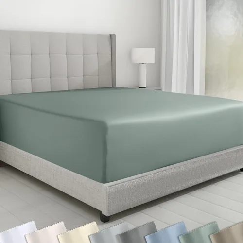 Vista 13 de California Design Den - Sábana bajera ajustable de algodón de 600 hilos, con bolsillo profundo elástico