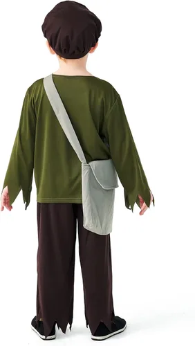 Vista 2 de Disfraz de pobre victoriano para niños, disfraz de pionero colonial para niños, disfraz de cosplay para niños, disfraz divertido de Halloween
