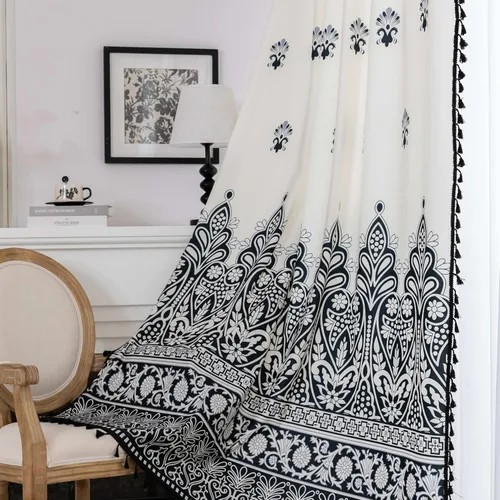 Vista 8 de Cortinas estampadas para sala de estar, artesanías populares, 54 pulgadas de largo, estilo indio, hippie, bohemio, con bolsillo para cortinero B2