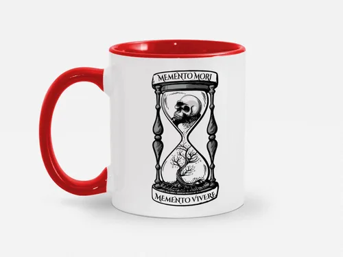 Vista 5 de Soul'n'Passions Memento Mori Memento Vivere - Taza de cerámica con diseño de calavera Momento Mori Lent Stoic Memento Mori, 11 onzas, color negro