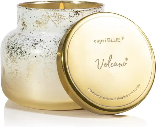 Vista 10 de Capri Blue Glimmer Mini Tin - Vela perfumada a manzana con mini portavelas, mezcla de cera de soja, Capri Blue Apple Cider Social Red and Gold
