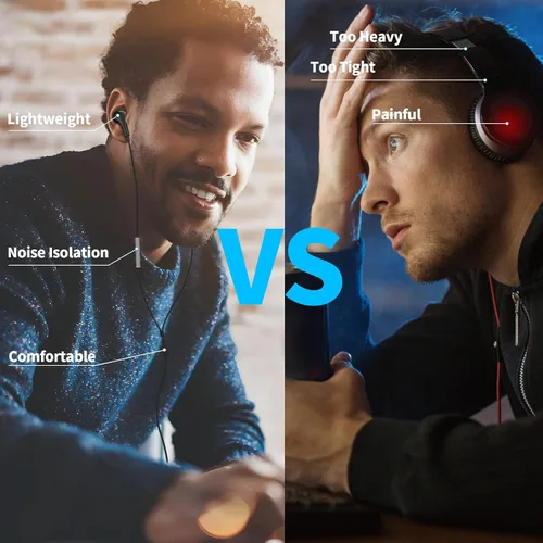 Vista 5 de Auriculares USB con micrófono para laptop, auriculares magnéticos con cable de 7.5 pies con aislamiento de ruido, auriculares intrauditivos