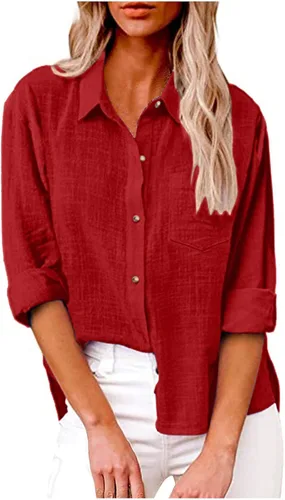 Vista 51 de SMIDOW Camisa de algodón y lino con botones para mujer