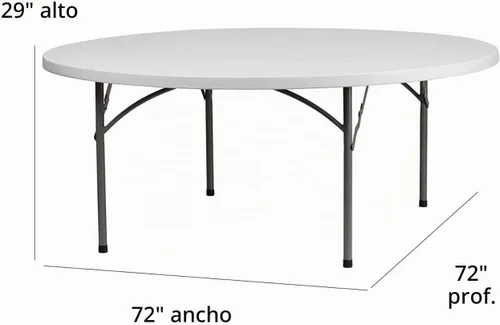 Vista 2 de Paquete de 10 mesas plegables redondas de plástico blanco granito de 72 pulgadas, cómoda para cocina, picknick, uso en altura de barra