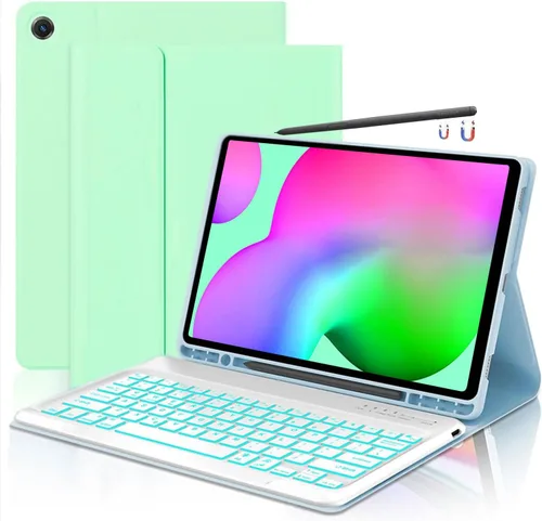 Vista 9 de Funda para teclado para Samsung Galaxy Tab S6 Lite de 10.4" 2024 2022/2020 (SM-P610/P613/P615/P619), Funda para teclado retroiluminada desmontable