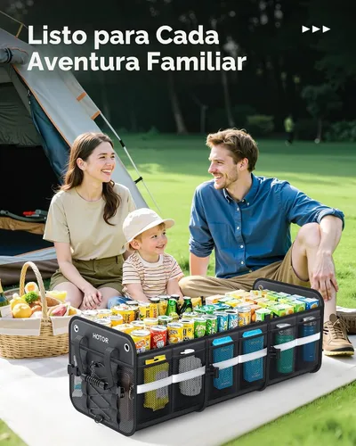 Vista 8 de HOTOR Organizador de maletero para SUV – Caja de almacenamiento de coche con tiras reflectantes, organizador plegable de coche con gran capacidad