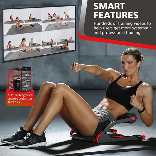 Vista 5 de Wonder Core Smart, Ab Machine, Ab Workout Equipment, Sit Up Machine & Exercise Equipment, Ab Crunch Machine for Stomach Workout, Ab Core Trainer Rojo