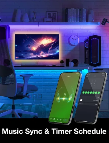 Vista 4 de DAYBETTER - Luces LED inteligentes WiFi de 100 pies - Tira de luces LED compatibles con Alexa y Google Assistant, iluminación RGB, sincronización