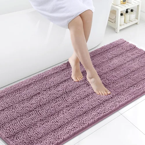 Vista 68 de Grandaily Alfombras de baño de felpilla a rayas de 24 x 16 pulgadas, extra gruesas y suaves, absorbentes, parte trasera de goma, alfombra de ducha
