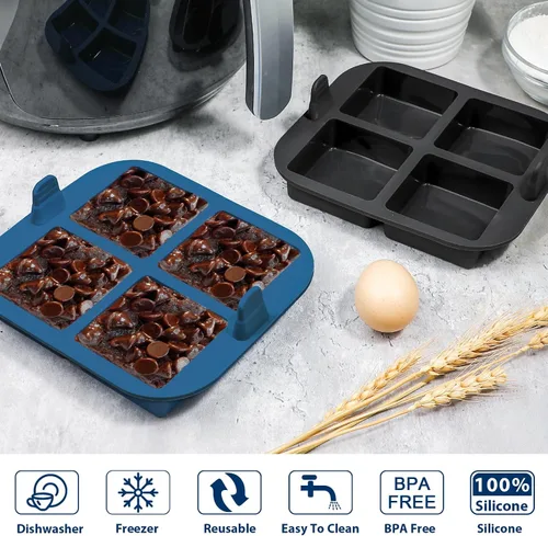 Vista 7 de Webake Molde para Brownies de Silicona para Freidora de Aire para Hornear, Molde de Silicona Cuadrado Antiadherente de 2.6" para S'mores, Disco