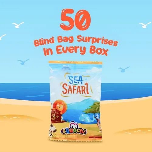 Vista 3 de Sea and Safari Animal Mochi Squishy Toys, paquete de 50 bolsas