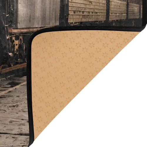 Vista 5 de ALAZA Alfombra retro de tren de vapor para sala de estar, dormitorio, 5'3"x4