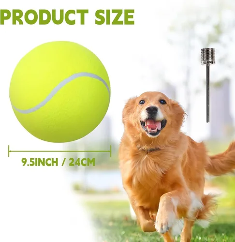 Vista 6 de TYLIN Pelota de tenis gigante para perros de 9.5 pulgadas, divertida pelota de deportes al aire libre, pelotas de tenis grandes amarillas