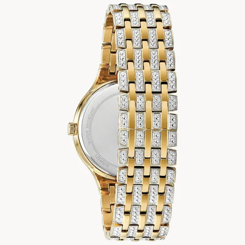 Vista 4 de Bulova Crystal Pave 3-Hand Quartz Slim Case Watch