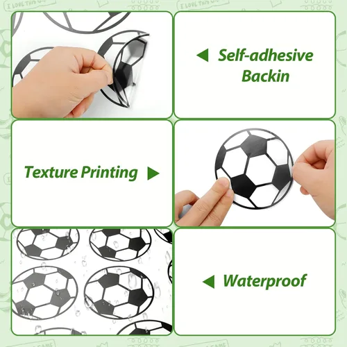 Vista 3 de SITAKE 43 calcomanías de fútbol, calcomanías de pelota de fútbol para niños, calcomanías para habitación de niños, calcomanías de pared de fútbol