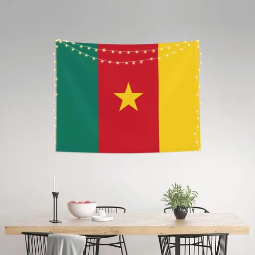 Vista 3 de Rqwaaed Tapiz de bandera de Camerún adorna perfectamente la pared de 29 x 37 pulgadas