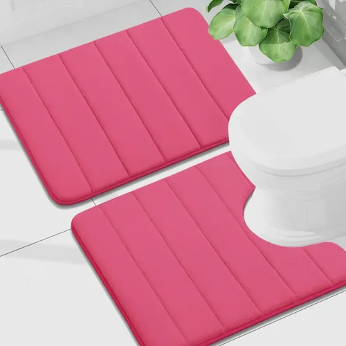 Vista 21 de Buganda Juego de 2 alfombras y tapetes de baño de espuma viscoelástica, lavables a máquina, suaves, antideslizantes, absorbentes, para baño, ducha