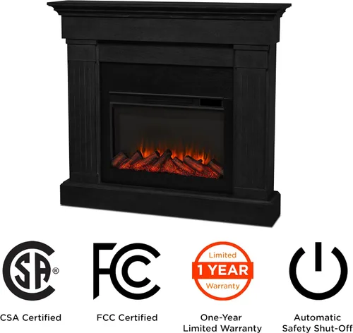 Vista 7 de Real Flame Crawford - Chimenea eléctrica delgada para interiores de 48 pulgadas con repisa para sala de estar o dormitorio, inserto de chimenea