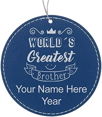 Vista 6 de LaserGram Personalized Christmas Ornament, World's Greatest Brother, Faux Leather, Custom Laser Engraved Gift Idea (Round Shape, Black with Gold)