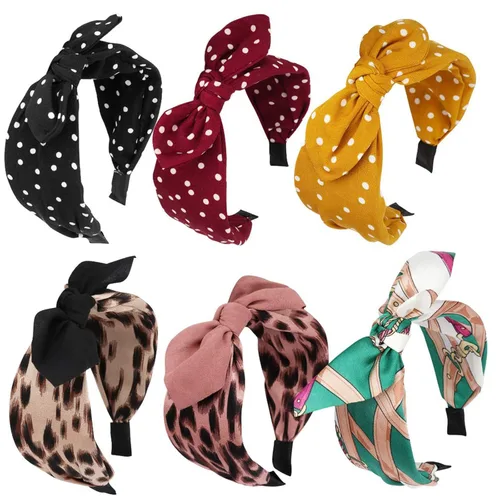 Vista 15 de Jaciya Paquete de 6 diademas de plátano con lazo, diademas blancas de verano con lazo anudado para mujer, accesorios para el cabello de fiesta