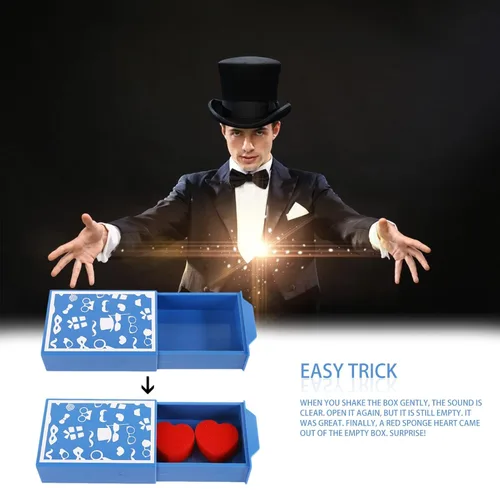 Vista 3 de Truco de caja de cajones Cajas vacías para niños - Maravillosa caja de artículos de producción Caja apareciendo corazón de esponja para niños