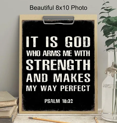 Vista 3 de Regalos religiosos para decoración de hombres – Arte de pared cristiano – Sagrada Escritura inspiradora versículos bíblicos Salmos – Regalos