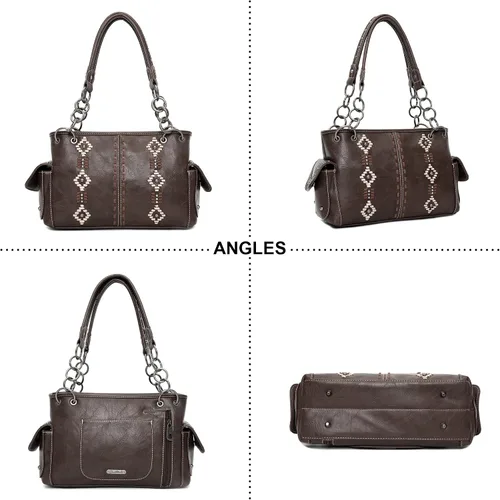 Vista 2 de Montana West Aztec Collection Western - Bolso de mano para mujer, de cuero vegano y cartera