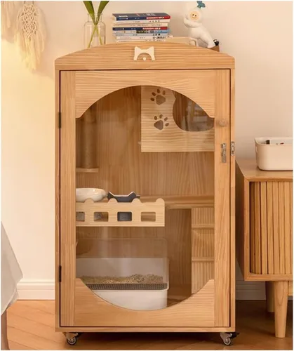 Vista 8 de Casa para gatos jaula para gatos Villa pequeña con inodoro de dos pisos para gatos Casa de gato Casa para el hogar Mascota Gatito Gato Villa