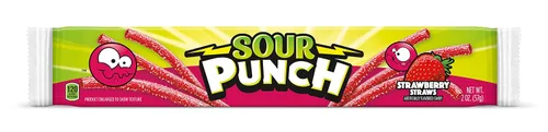 Vista 2 de Sour Punch Straws - Caramelos masticables con sabor a fresa, bandeja de 2 onzas (paquete de 24)
