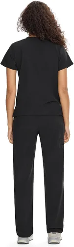 Vista 2 de COZYFIT Scrubs for Women Set - V-Neck & Straight Leg Pants with 9 Pockets Negro