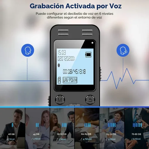 Vista 4 de EVIDA - Grabadora de voz digital de 128 GB para conferencias y reuniones, 9296 horas, dispositivo de grabación activado por voz, grabadora de audio