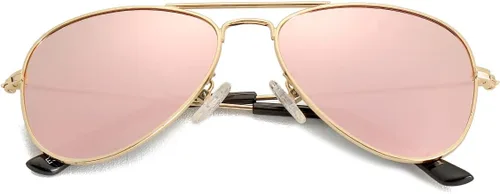 Vista 8 de Gafas de sol polarizadas de aviador para niñas y niños A1 dorado/gris