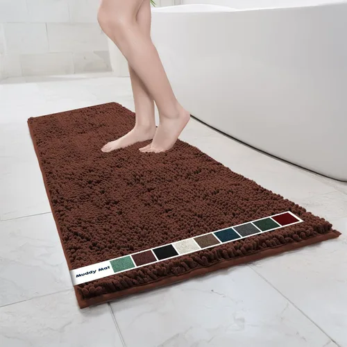 Vista 31 de Muddy Mat Alfombras de Baño de Chenilla de Microfibra de Secado Rápido Antideslizantes Lavables, Extra Gruesas, Suaves y Altamente Absorbentes Gris