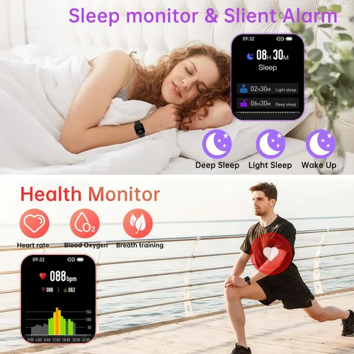 Vista 3 de Reloj inteligente para hombres y mujeres Fitness: resistente al agua, responder llamada, relojes digitales para hombre, podómetro, reloj inteligente