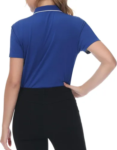 Vista 2 de Camisetas polo de golf para mujer, con botones, ligeras, de ajuste seco, absorben la humedad, de manga corta