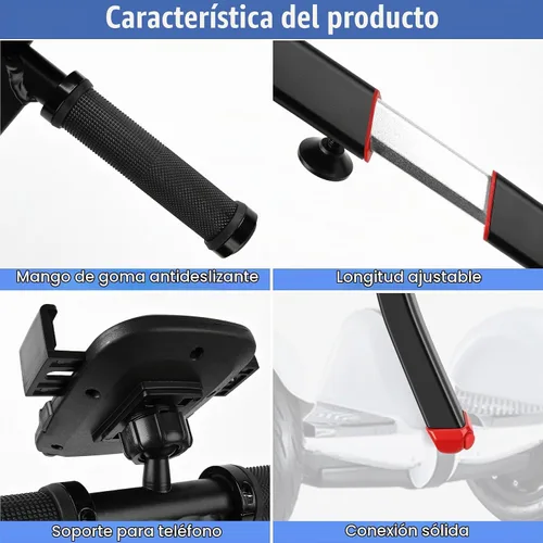 Vista 3 de ToLanbbt Manillar de patinete ajustable para Segway Ninebot Mini PRO con soporte para teléfono, control de palanca de liberación de presión de Negro