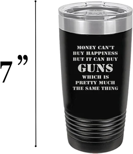 Vista 5 de Rogue River Tactical Taza divertida de caza de 20 onzas, taza de viaje con pistola de felicidad, con tapa de acero inoxidable, regalo para papá