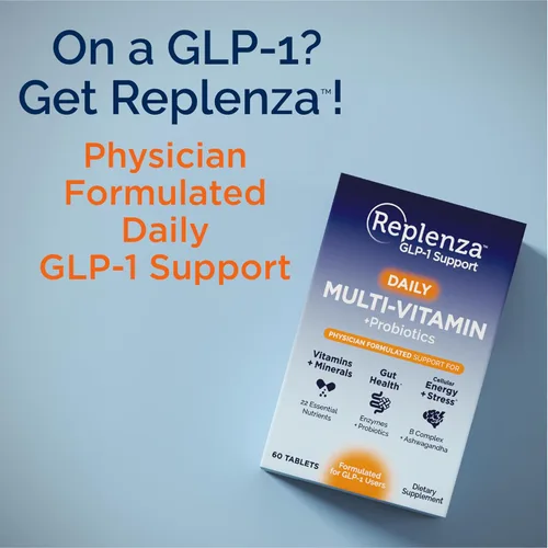 Vista 5 de Replenza Daily GLP-1 Suplemento de apoyo nutricional, vitaminas y minerales esenciales, apoyo para la salud intestinal, el estrés y la energía