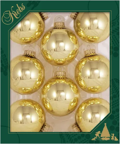 Vista 22 de Christmas By Krebs Adornos de bola de Navidad de vidrio sin costuras de diseñador hechos en EE.UU., 2 5/8" (67mm), 8 piezas