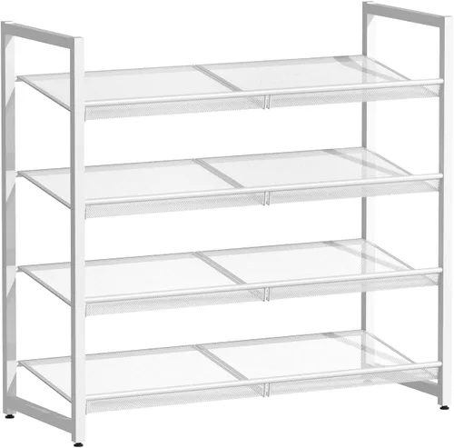 Vista 15 de Zapatero de metal para armario, entrada, organizador de zapatos de 4 niveles, estantes planos o angulares ajustables, capacidad para hasta 20 pares