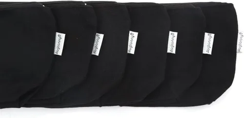 Vista 3 de 100% algodón 12oz lona cremallera cosméticos maquillaje joyería bolsa monedero monedero cambio titular 6-pack Negro