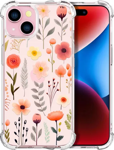 Vista 58 de Compatible con iPhone 14, funda transparente y bonita para mujeres y niñas, diseño floral, diseño floral femenino, funda para teléfono 14