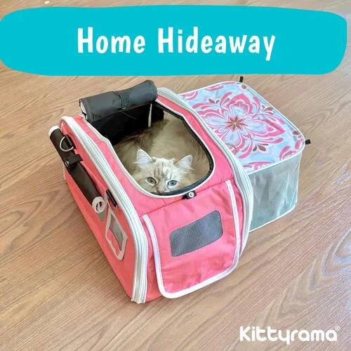 Vista 8 de Kittyrama Transportador para gatos aprobado por aerolíneas de lados suaves con escondite expandible Cremalleras autobloqueantes SBS a prueba